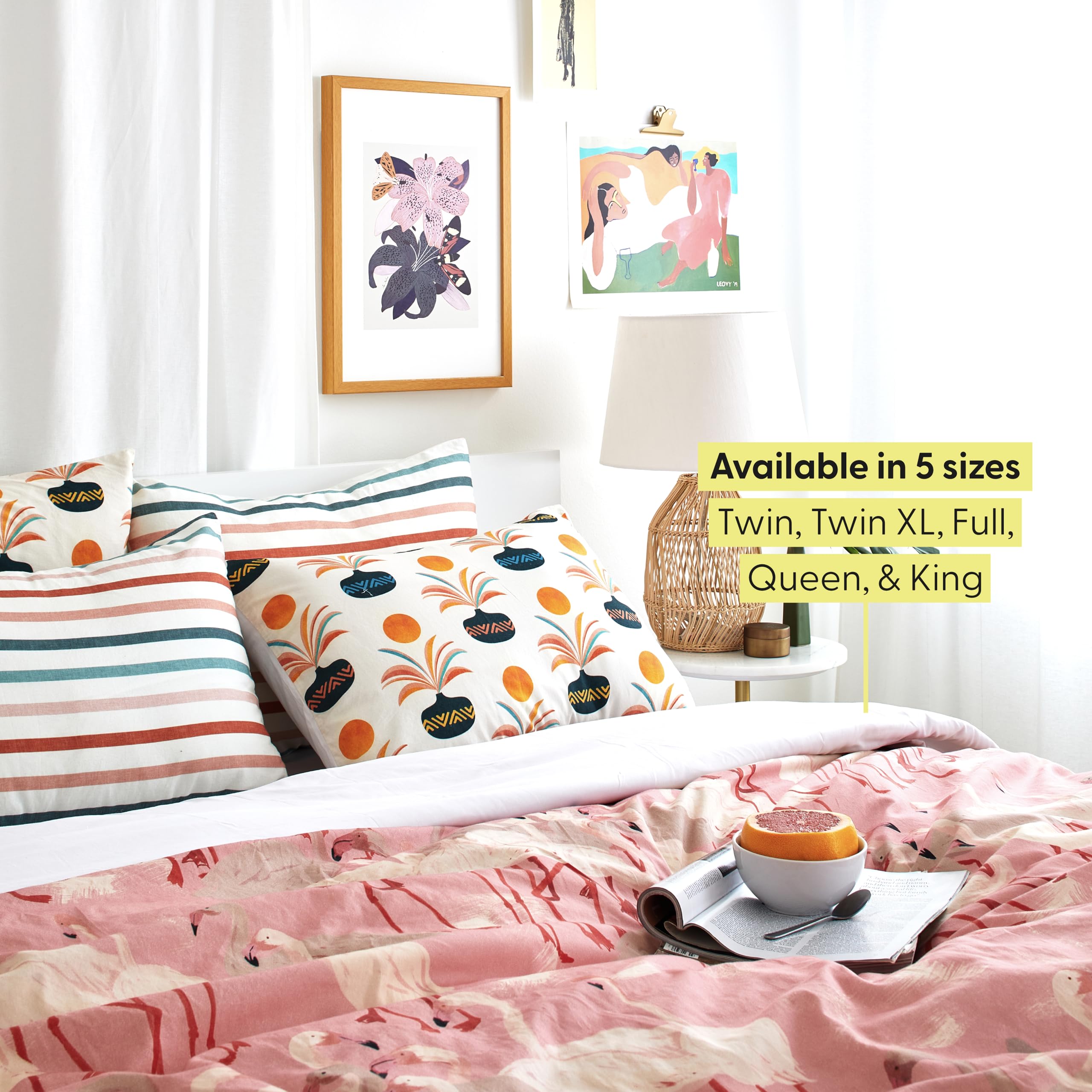 Society6 Burcu Korkmazyurek Summer Botanical Garden VIII Full/Queen Duvet Cover and 2 Pillow Shams Set, Multi - Image 4